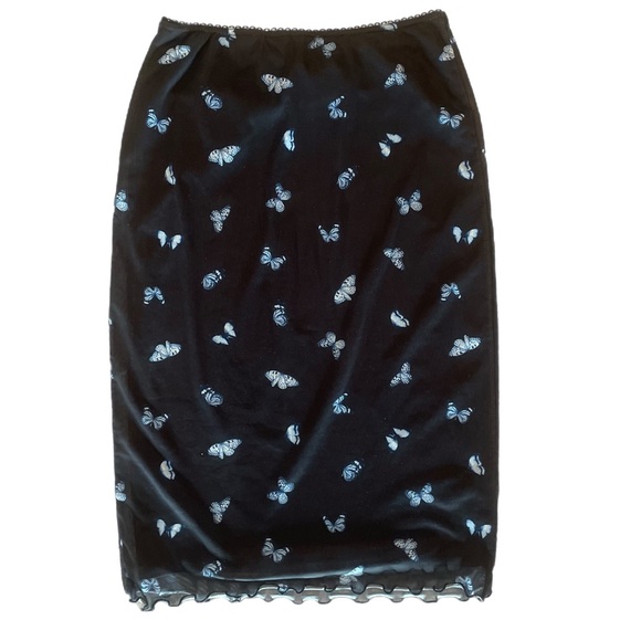 H&M Butterfly Print Mesh Overlay Midi Skirt Size XS - Picture 2 of 4